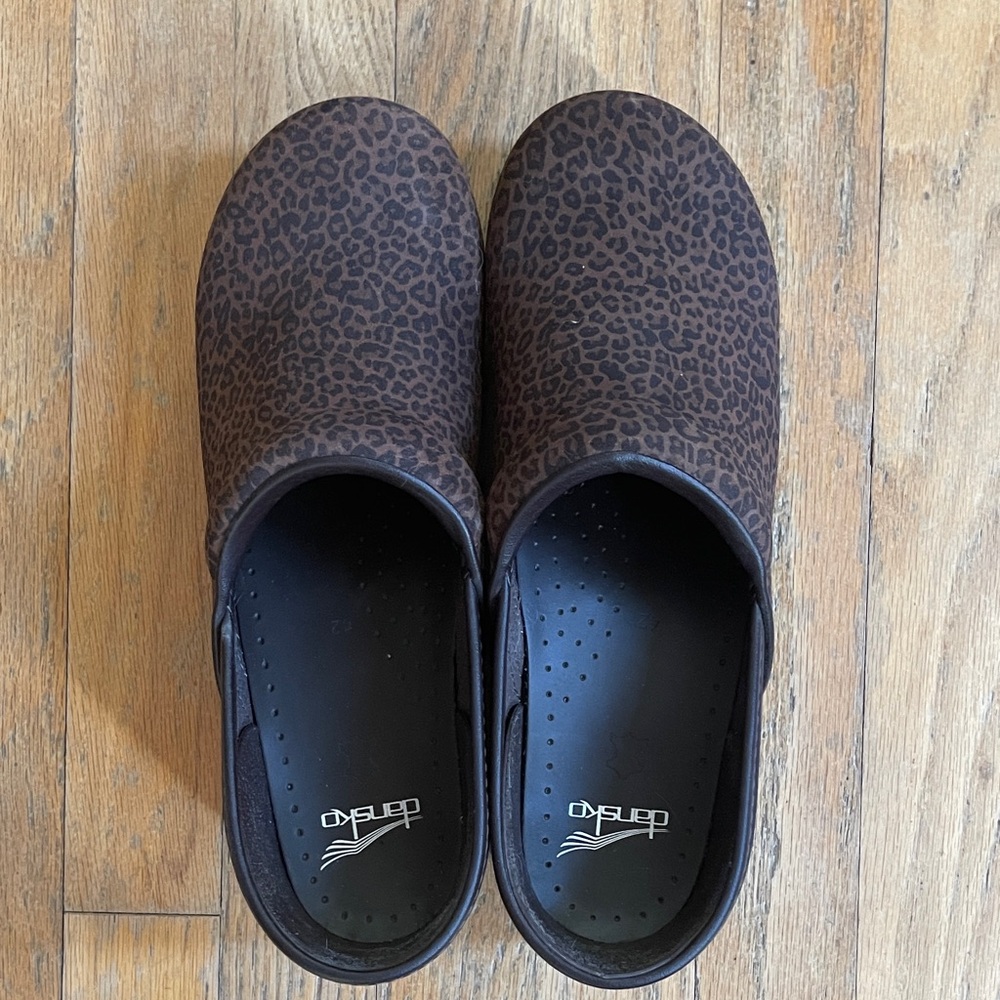 Dansko Brown Leopard-Print Slip-On Clogs